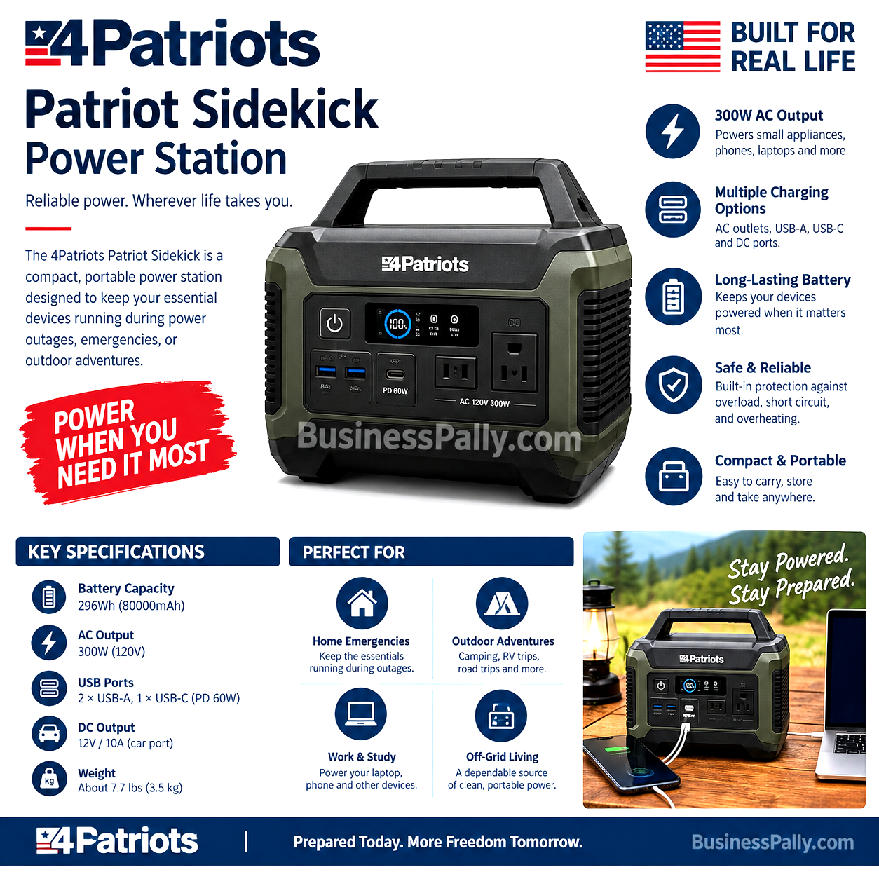 4Patriots Patriot Power Sidekick Solar Generator Sidekick Power Generator